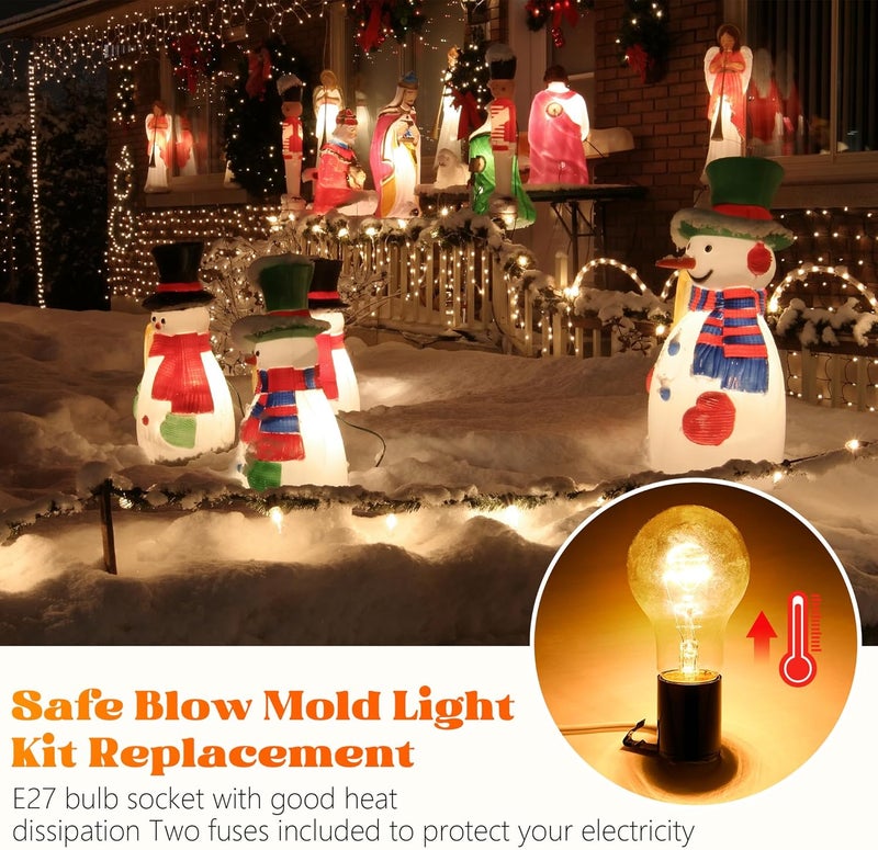 Meonum Blow Mold Light Kit Replacement, E27 E26 Single Light Cord Kit with Switch Fuse Plug, for Indoor Outdoor Halloween Christmas Village House Craft Decorations and Salt Lamp(6 Set) - Image 5